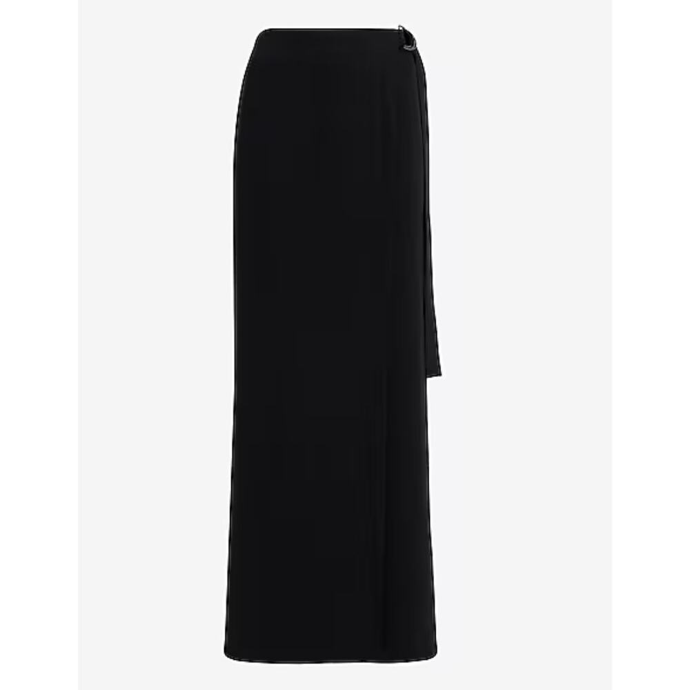 NEW! Express Women's High Waisted Belted Wrap Wide Leg Pant 12 L Black $98 - Picture 11 of 11
